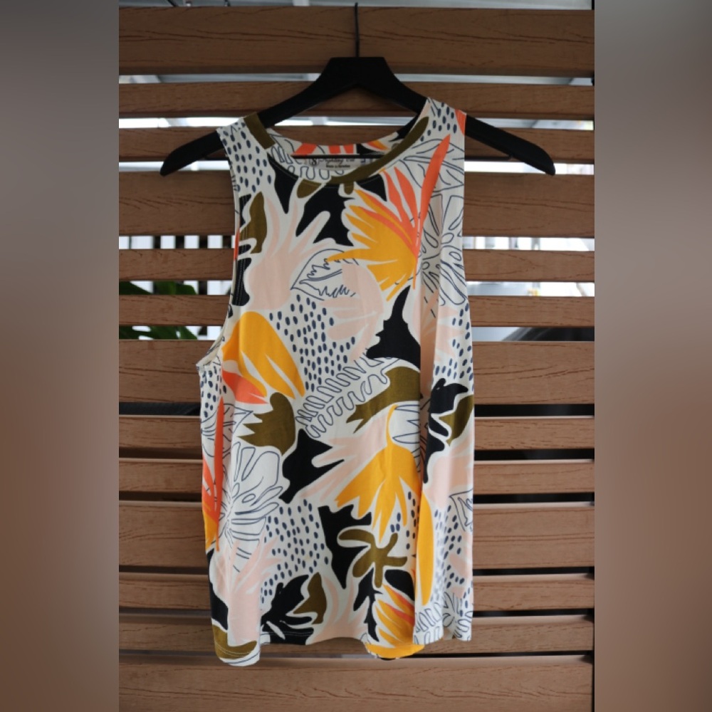 Fighting Eel Tropical Print Tank Top - Orange, Black, White